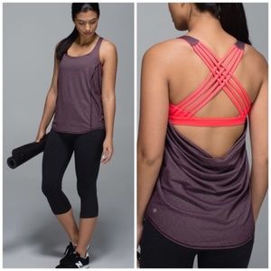 Lululemon Wild Tank Heathered Black Cherry Coral
